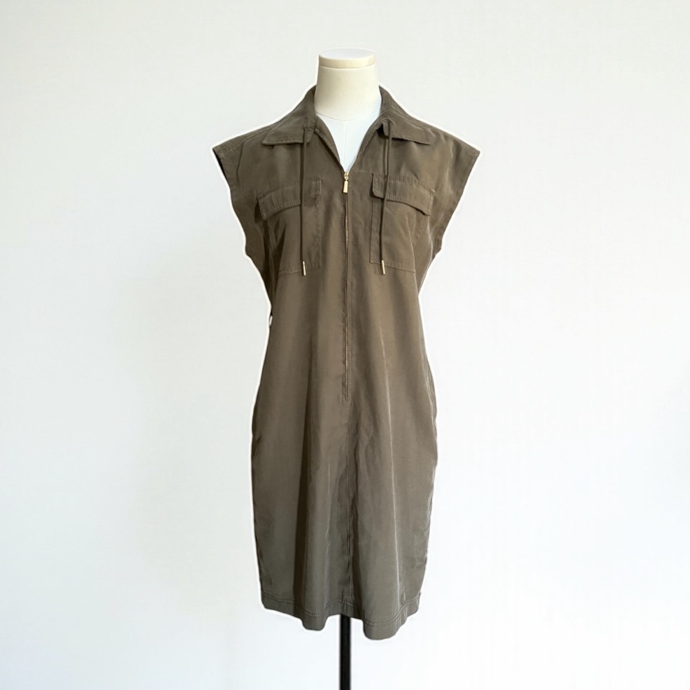 Calvin Klein Women’s Olive Green Zip-Up Shirt Dress! Small! - Picture 10 of 10